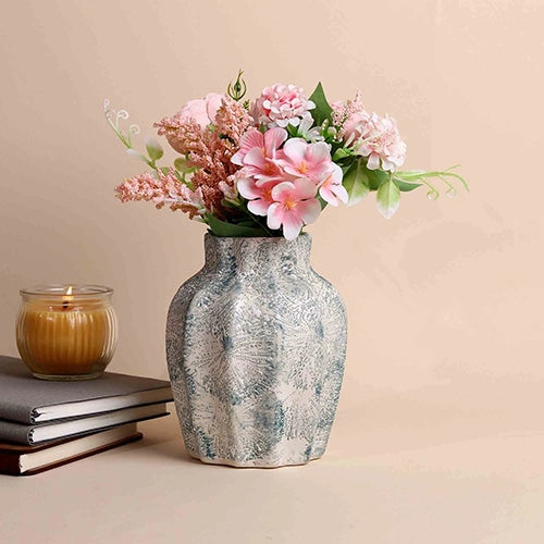 Teal Scalloped Textured Vase