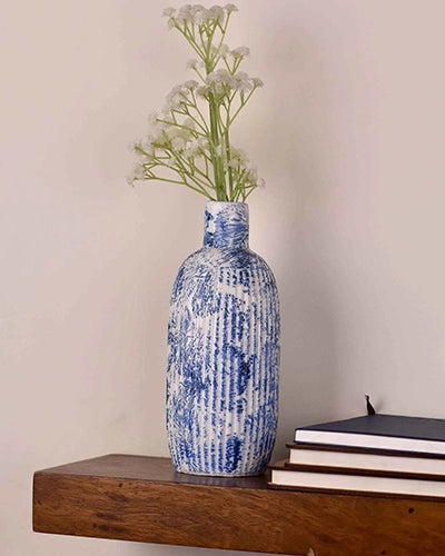 Indigo Patterned Ceramic Vase