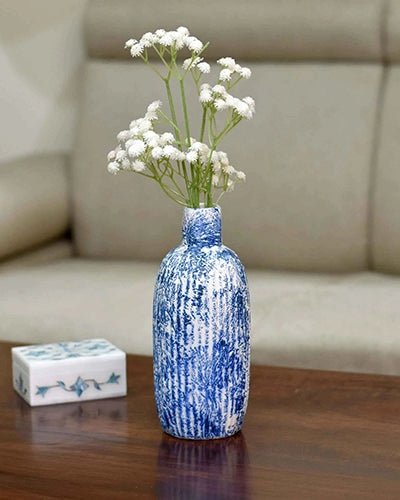 Indigo Patterned Ceramic Vase