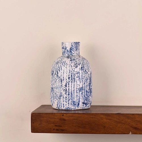 Blue & White Textured Vase