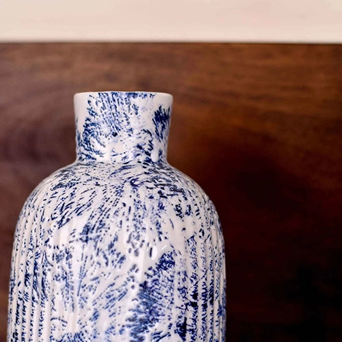 Blue & White Textured Vase