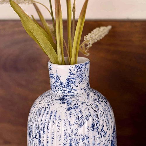 Blue & White Textured Vase