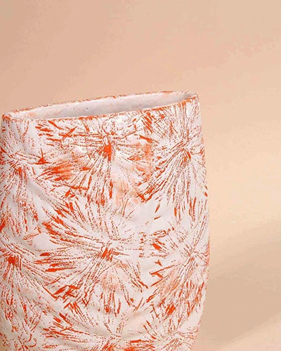 Peach Textured Leaf Imprint Vase