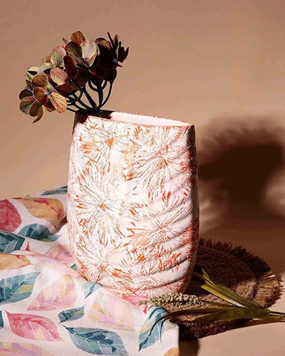 Peach Textured Leaf Imprint Vase