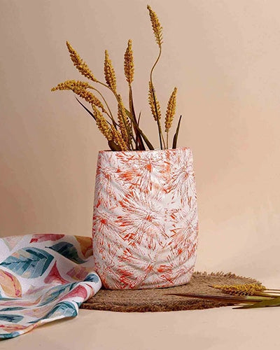 Peach Textured Leaf Imprint Vase