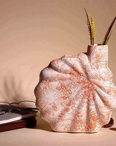 Coral Blush Shell Flower Vase