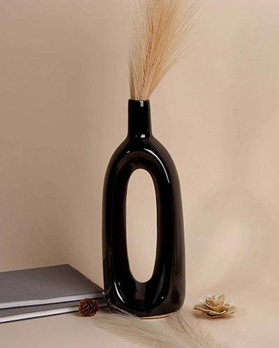 Pitch Black Hollow Vase