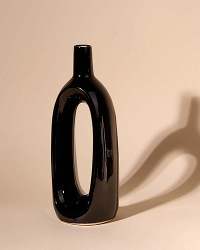Pitch Black Hollow Vase