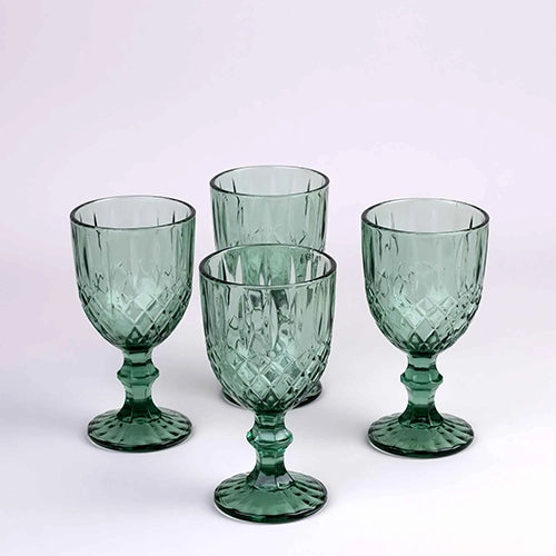 Vintage Diamond Detailing Glass (Set of 4)