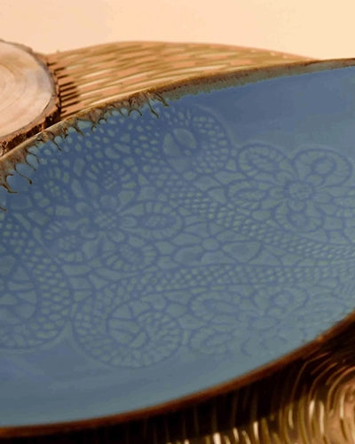 Sky Blue Leaf Lace Platter