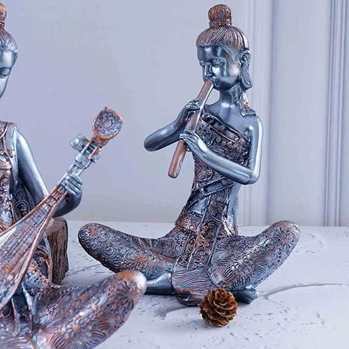 Blue and Bronze Musical Buddha Trio