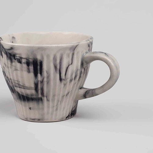 Opulent Marble-Inspired Cup and Saucer (Set of 2)