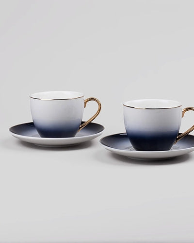 Luxury Blue Porcelain Tea Cup Set of 2