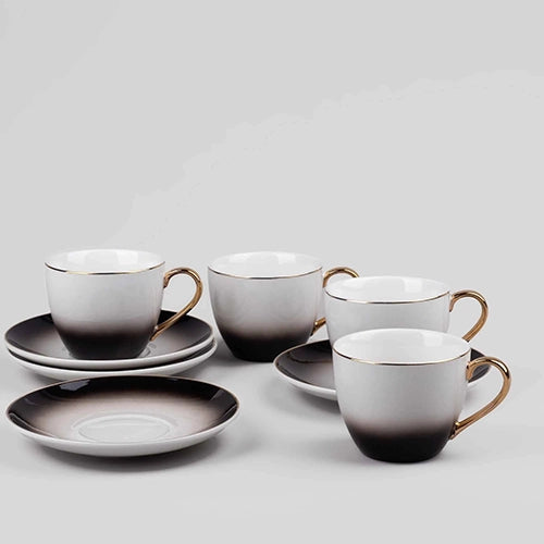 Elegant Porcelain Cup and Saucer (Set of 6)