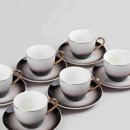 Elegant Porcelain Cup and Saucer (Set of 6)