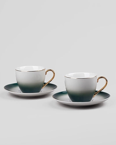 Opulent Gold Trim Cup and Saucer (Set of 2)