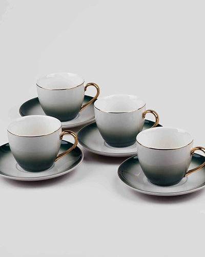 Opulent Gold Trim Cup and Saucer (Set of 4)