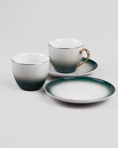 Opulent Gold Trim Cup and Saucer (Set of 4)