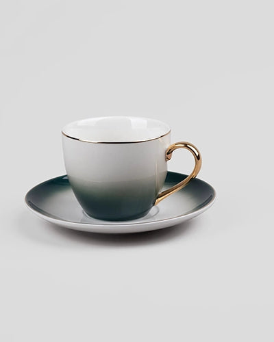 Opulent Gold Trim Cup and Saucer (Set of 4)