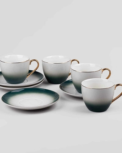 Opulent Gold Trim Cup and Saucer (Set of 4)