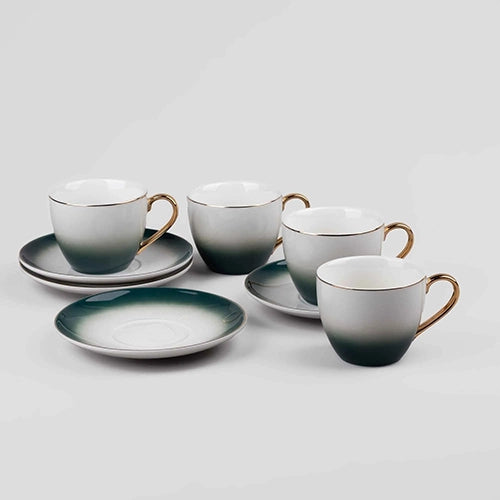Opulent Gold Trim Cup and Saucer (Set of 4)