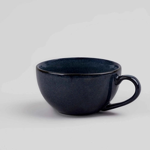 Artisanal Slate Grey Porcelain Cup & Saucer (Set of 2)