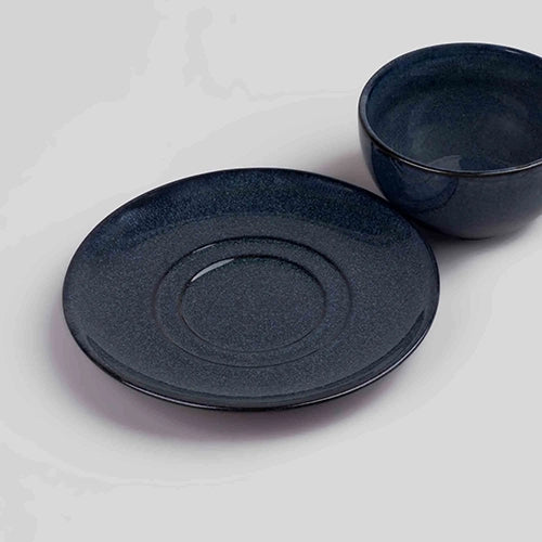 Artisanal Slate Grey Porcelain Cup & Saucer (Set of 2)