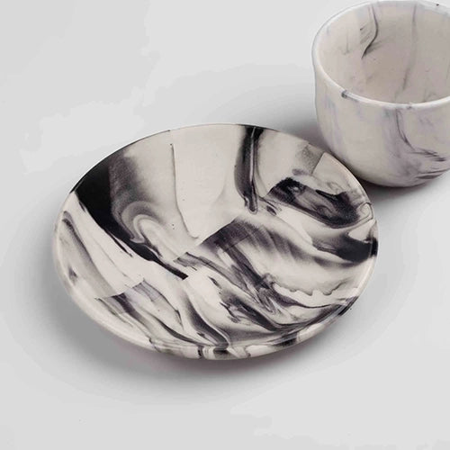 Marble Elegance Coffee Cup and Saucer (Set of 2)