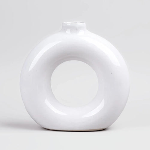 White Donut Ring Vase