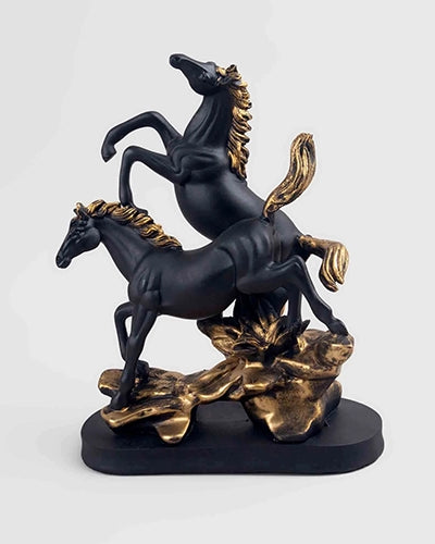 Duo Black-Golden Horse Statue