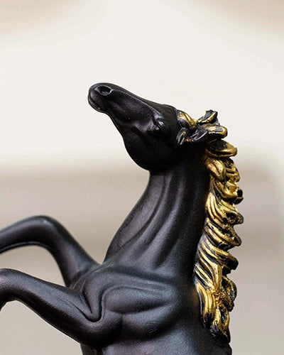 Duo Black-Golden Horse Statue