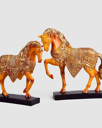 Golden Horse Duo Figurines