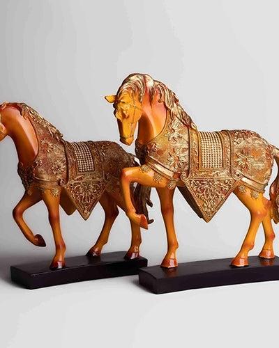 Golden Horse Duo Figurines