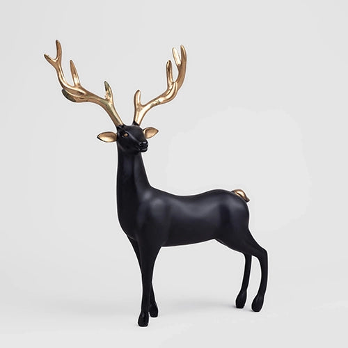 Majestic Black Deer Statue