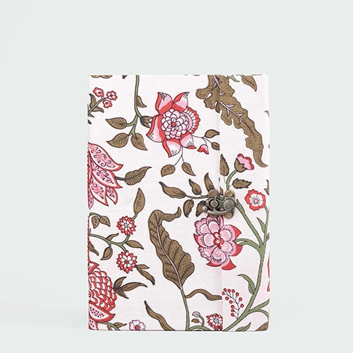 Luxe White Red Floral Diary with Lock (10x7inch)