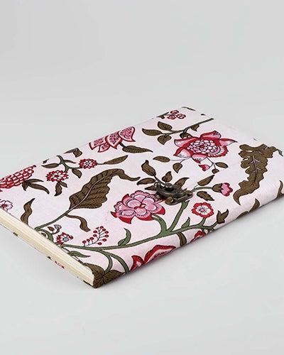 Luxe White Red Floral Diary with Lock (10x7inch)