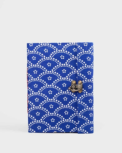 Whimsical Blue White Locking Diary (8x6inch)