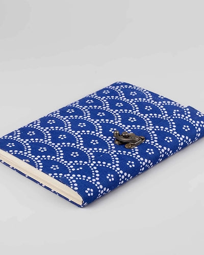 Whimsical Blue White Locking Diary (8x6inch)