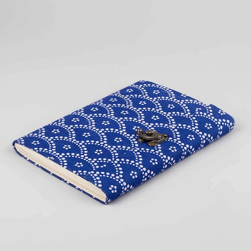 Whimsical Blue White Locking Diary (8x6inch)