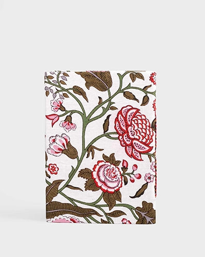 Chic White Red Floral Locking Diary (8x6inch)