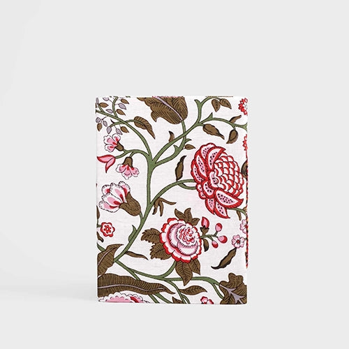 Chic White Red Floral Locking Diary (8x6inch)