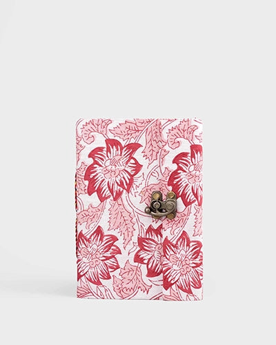Red Floral Diary with Lock (7x5inch)