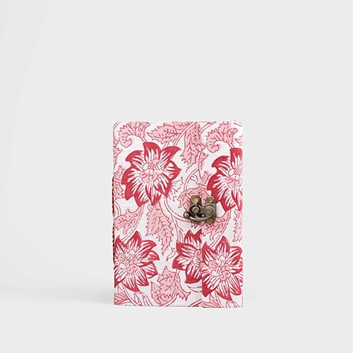 Red Floral Diary with Lock (7x5inch)