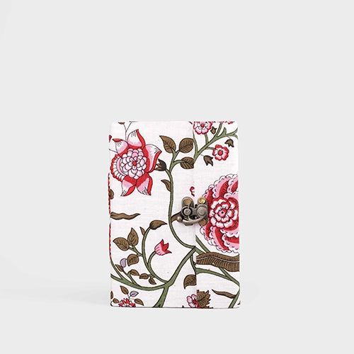 White Red Floral Diary with Lock (7x5inch)