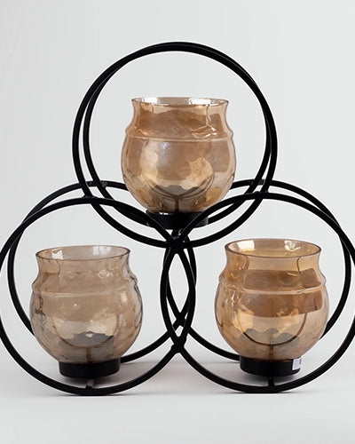 Rustic Elegance Glass & Iron Candle Holder