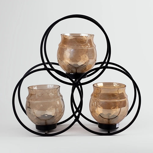 Rustic Elegance Glass & Iron Candle Holder