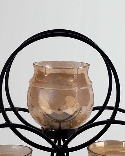 Rustic Elegance Glass & Iron Candle Holder