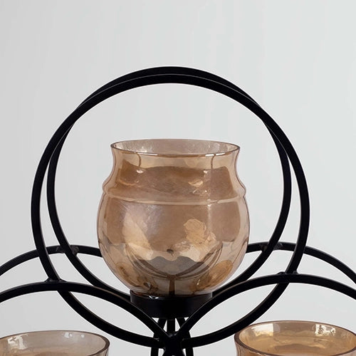 Rustic Elegance Glass & Iron Candle Holder