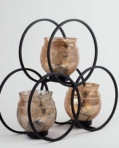 Rustic Elegance Glass & Iron Candle Holder