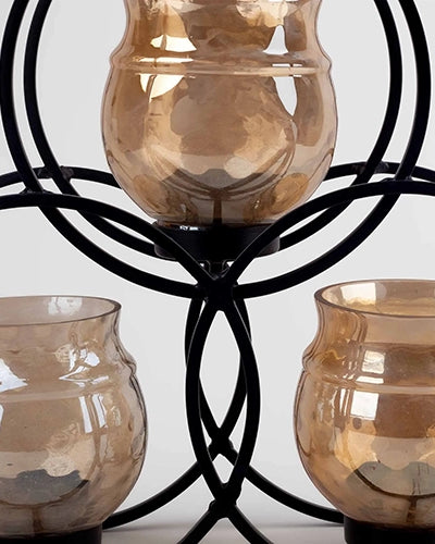 Rustic Elegance Glass & Iron Candle Holder